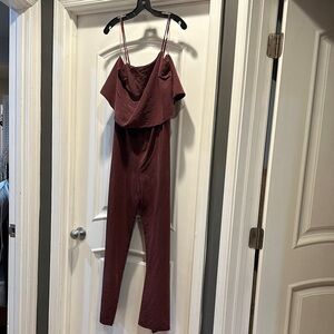 Everly Maroon Strapless Jumpsuit